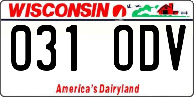 WI license plate 031ODV