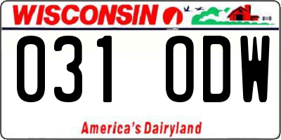 WI license plate 031ODW