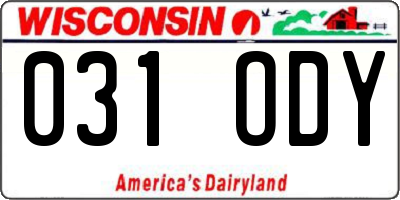 WI license plate 031ODY
