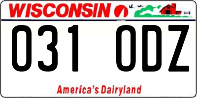WI license plate 031ODZ