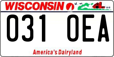 WI license plate 031OEA