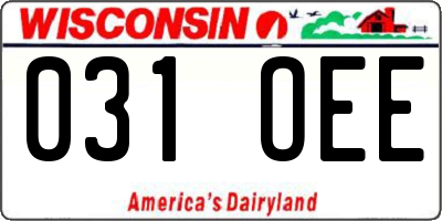 WI license plate 031OEE