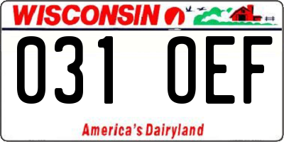 WI license plate 031OEF