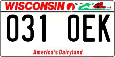 WI license plate 031OEK