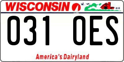 WI license plate 031OES