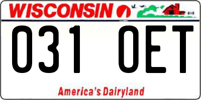 WI license plate 031OET