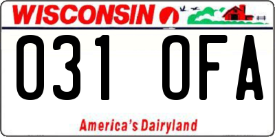 WI license plate 031OFA