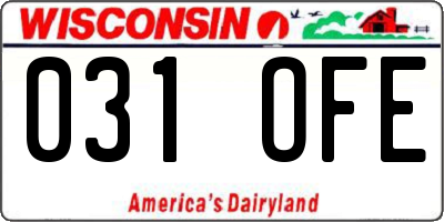 WI license plate 031OFE