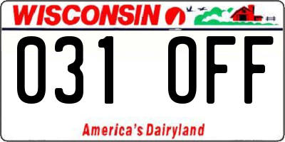 WI license plate 031OFF