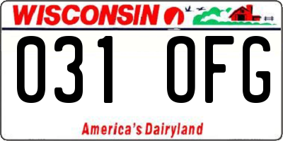 WI license plate 031OFG