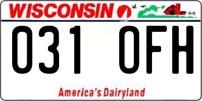 WI license plate 031OFH