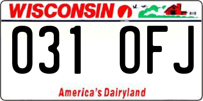 WI license plate 031OFJ