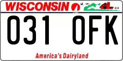 WI license plate 031OFK