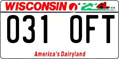 WI license plate 031OFT
