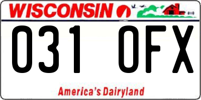 WI license plate 031OFX