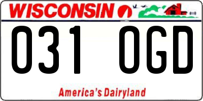 WI license plate 031OGD