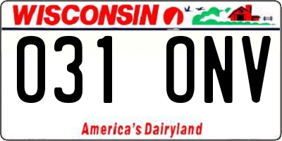 WI license plate 031ONV