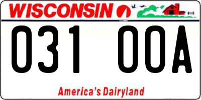 WI license plate 031OOA