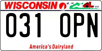 WI license plate 031OPN