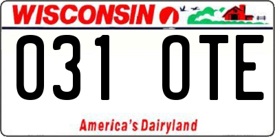 WI license plate 031OTE