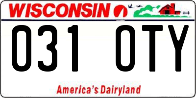 WI license plate 031OTY