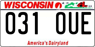 WI license plate 031OUE