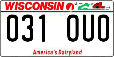 WI license plate 031OUO