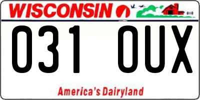WI license plate 031OUX