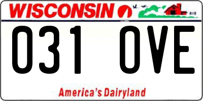WI license plate 031OVE
