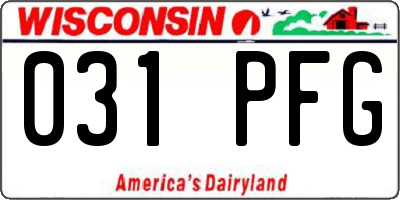 WI license plate 031PFG