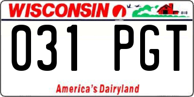 WI license plate 031PGT