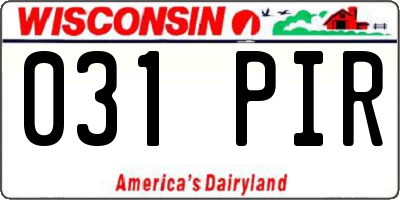WI license plate 031PIR