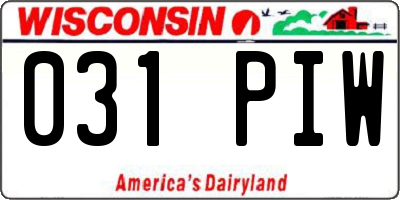 WI license plate 031PIW