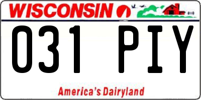 WI license plate 031PIY