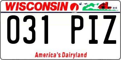 WI license plate 031PIZ