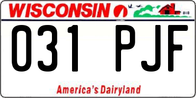 WI license plate 031PJF