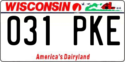 WI license plate 031PKE
