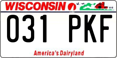 WI license plate 031PKF