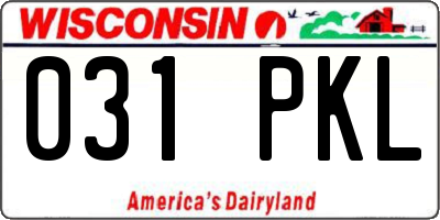 WI license plate 031PKL