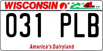 WI license plate 031PLB