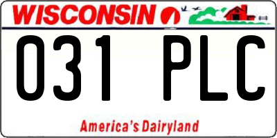 WI license plate 031PLC