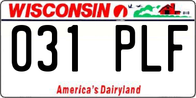 WI license plate 031PLF