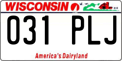 WI license plate 031PLJ
