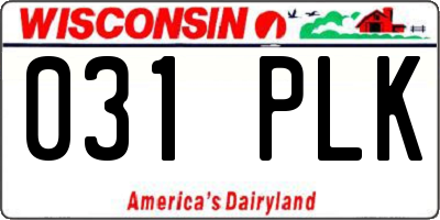WI license plate 031PLK