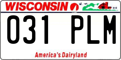 WI license plate 031PLM
