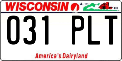 WI license plate 031PLT