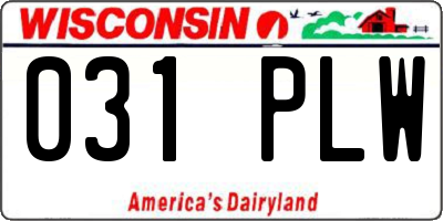 WI license plate 031PLW