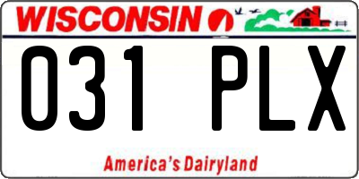 WI license plate 031PLX