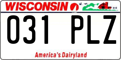 WI license plate 031PLZ