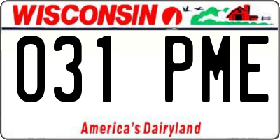 WI license plate 031PME